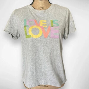 LC LAUREN CONRAD "Love Is Love"‎ Gray T Shirt Medium | EUC
